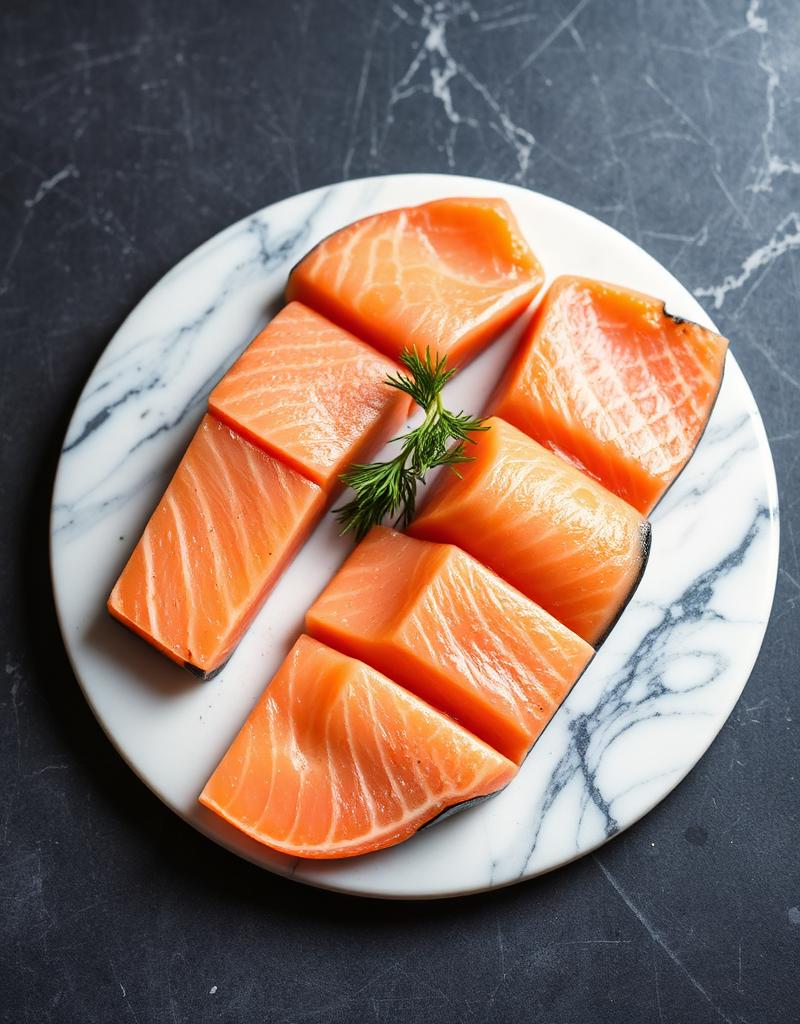 Verse zalmfilet op een marmeren plaat
